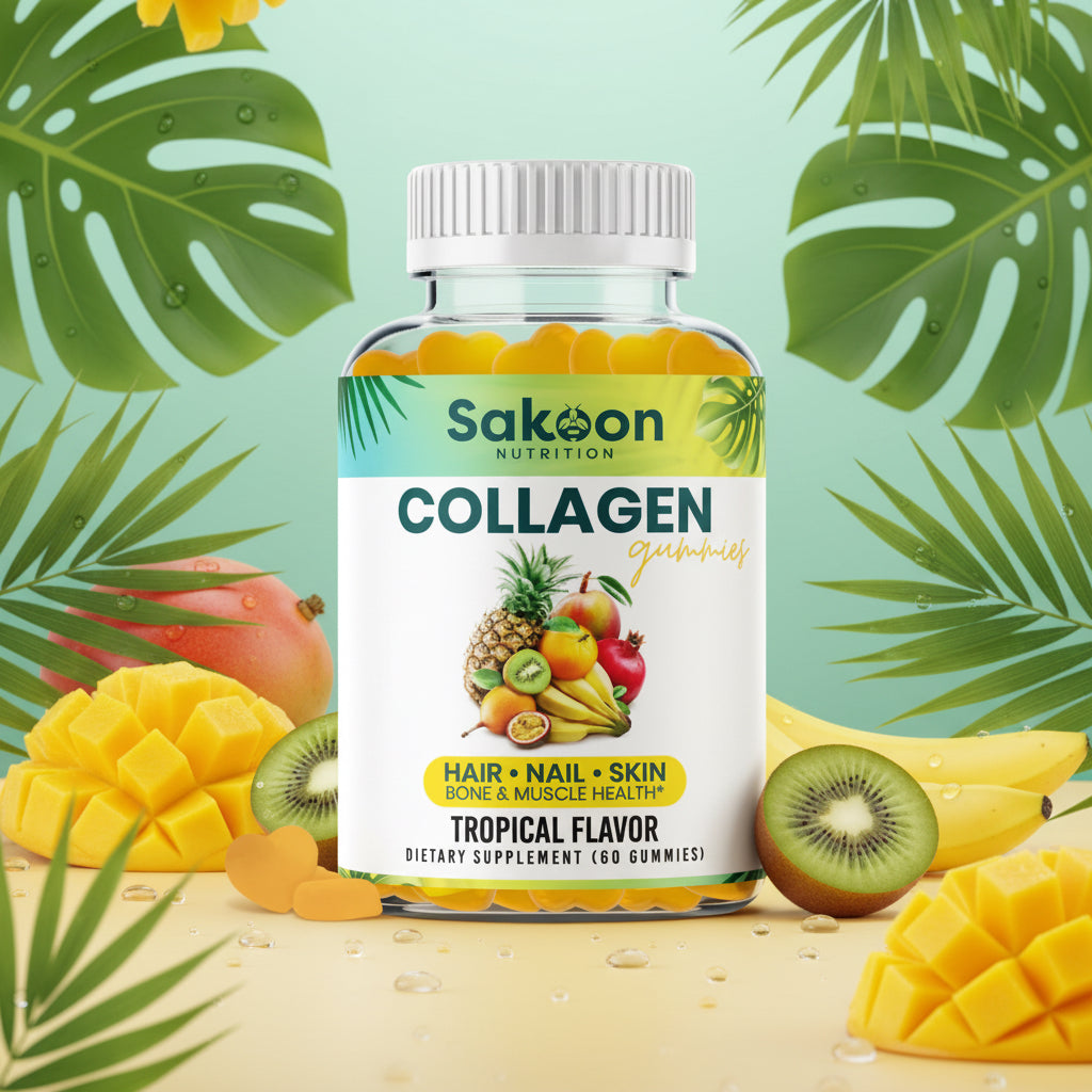 Halal Collagen Gummies for Women and Men - anti Aging, Hair Growth, Skin Care & Strong Nails Protein Collagen Supplements - Non-Gmo, Gluten Free - Made in USA