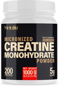 100% Pure Creatine Monohydrate Powder 200 Servings, Micronized Powder, Muscle Growth, Unflavored, Ideal for Athletes & Fitness Enthusiasts, Third Party Lab Tested, Vegan, 1000 G