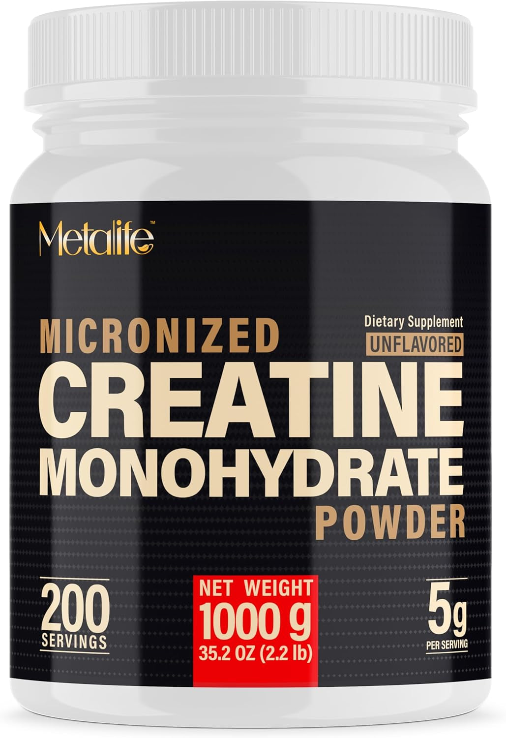100% Pure Creatine Monohydrate Powder 200 Servings, Micronized Powder, Muscle Growth, Unflavored, Ideal for Athletes & Fitness Enthusiasts, Third Party Lab Tested, Vegan, 1000 G