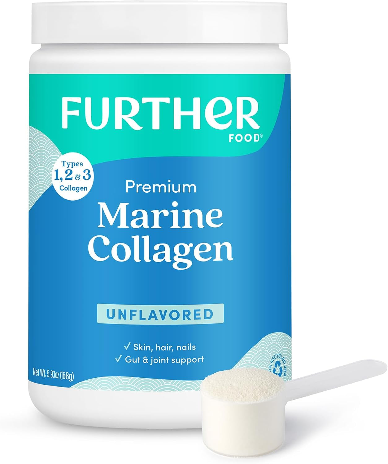 Unflavored Marine Collagen Peptides Powder, Wild-Caught Sustainably Sourced Fish, Hydrolyzed Type 1, 2 & 3, 12G Protein, 5.93 Oz