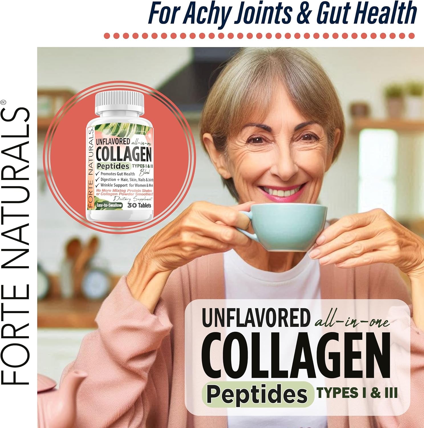 Collagen Peptide Pills 30 Tablets Collagen Protein Supplements NO More Mixing Collagen Powder Shakes Easy to Swallow Collagen Peptides Powder Pills Collagen Protein Capsules Keto