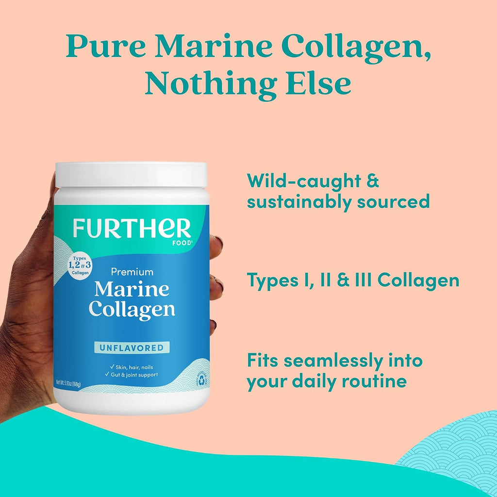 Unflavored Marine Collagen Peptides Powder, Wild-Caught Sustainably Sourced Fish, Hydrolyzed Type 1, 2 & 3, 12G Protein, 5.93 Oz