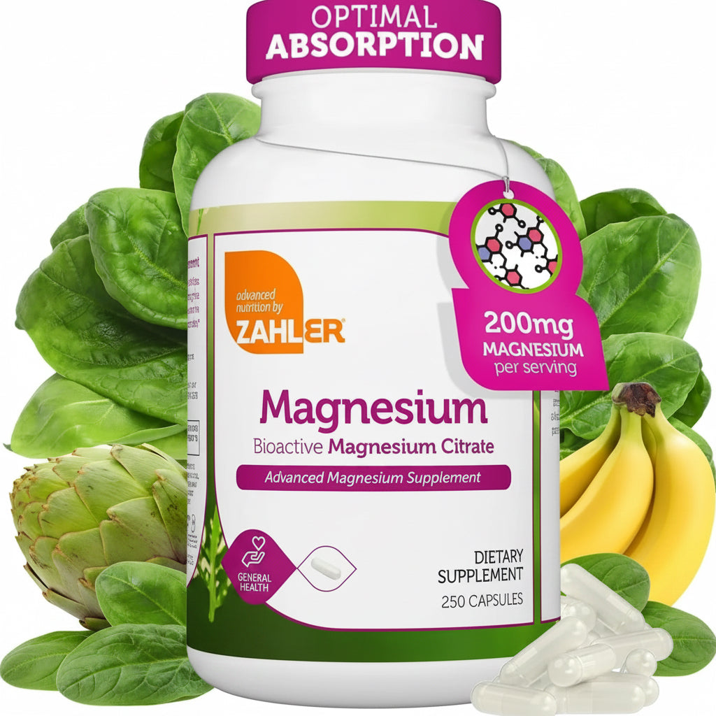 Magnesium Citrate 200 Mg Capsules, Advanced Magnesium Supplements for Muscle & Nerve Health, Bioactive Magnesium, 250 Capsules